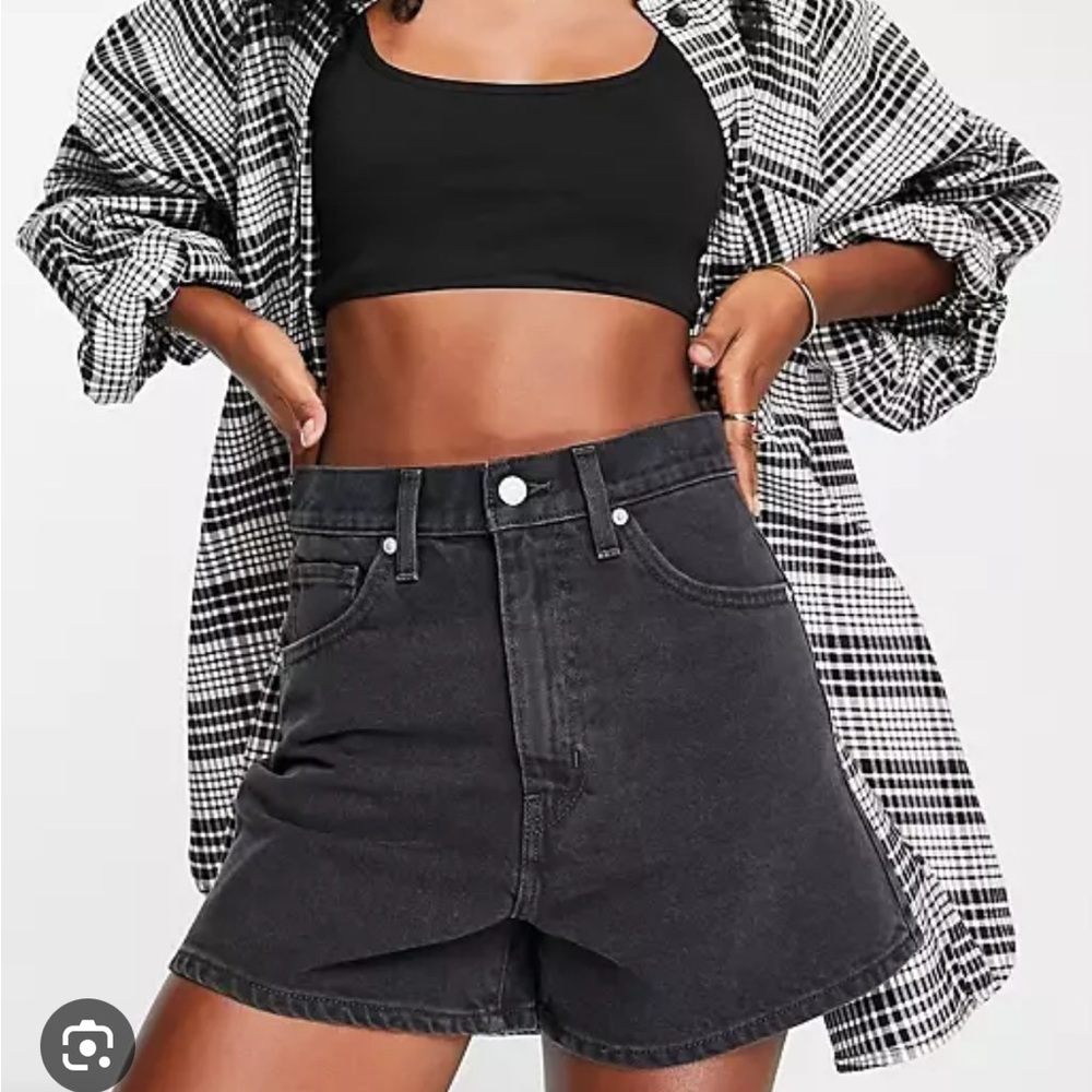 Levi’s High Waisted Mom Shorts Black Denim Sz 26-